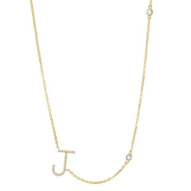 Statement Sparkle Initial Necklace-Gold and Silver