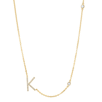 Statement Sparkle Initial Necklace-Gold and Silver