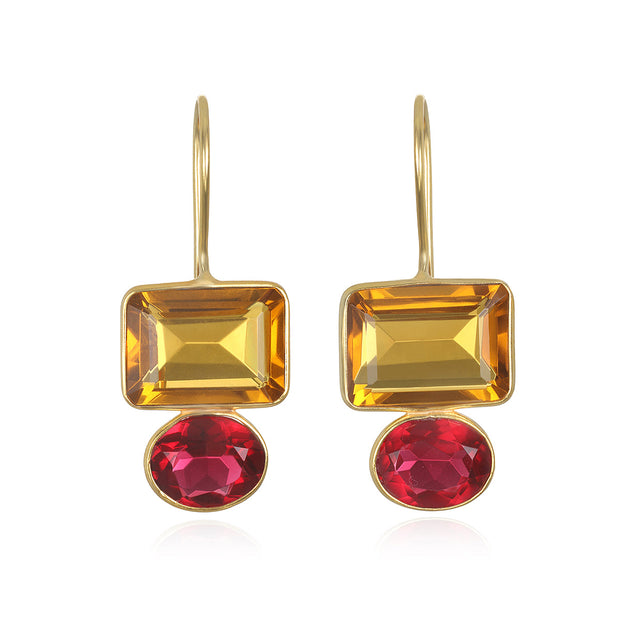 Valencia Earring-Orange & Fuchsia Gold