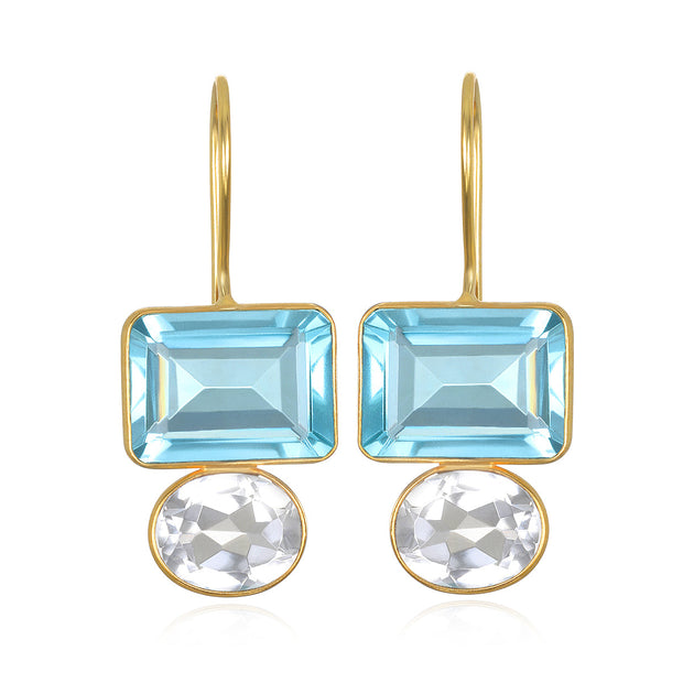 Valencia Earring-Sky Blue & Clear Gold