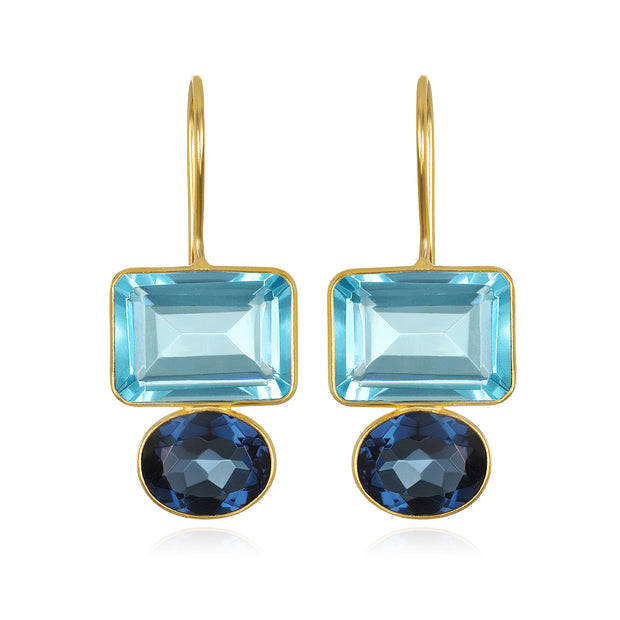 Valencia Earring-Sky Blue & Royal Blue Gold