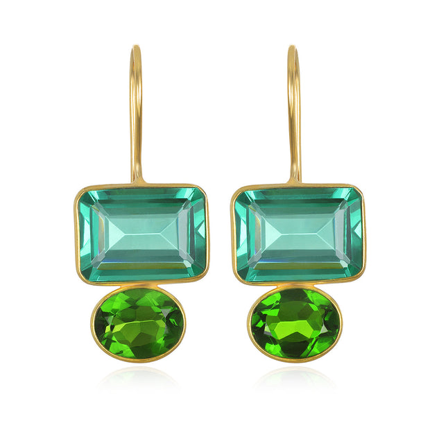 Valencia Earring-Aqua & Lime Gold