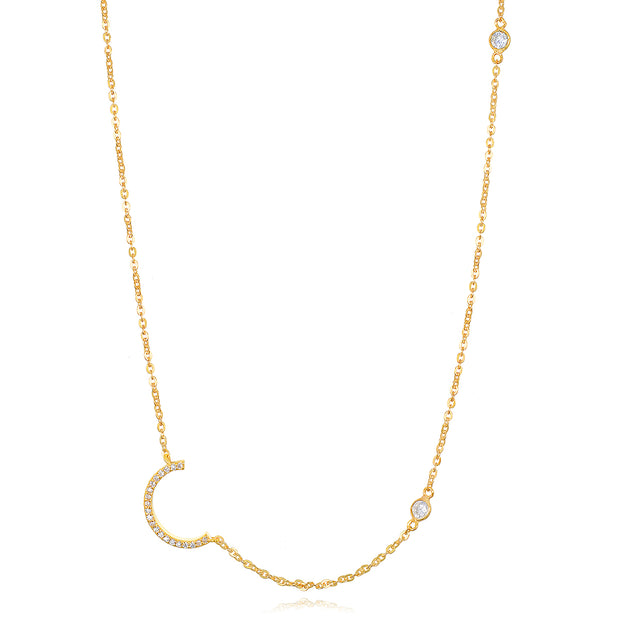 Statement Sparkle Initial Necklace-Gold and Silver