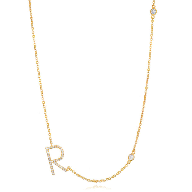 Statement Sparkle Initial Necklace-Gold and Silver