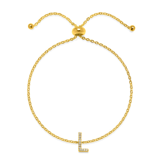 Diamond Initial Bracelet Gold