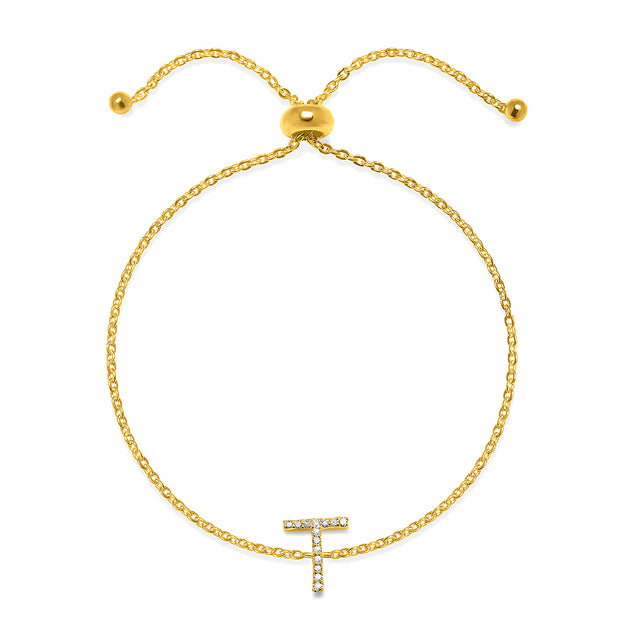 Diamond Initial Bracelet Gold