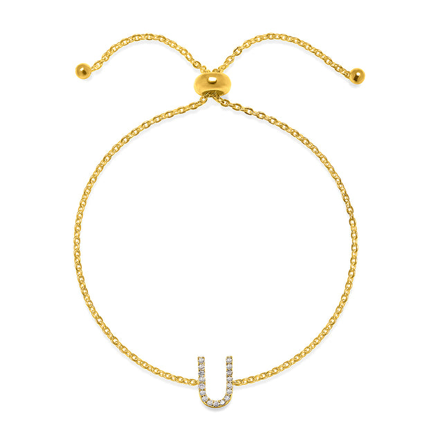 Diamond Initial Bracelet Gold