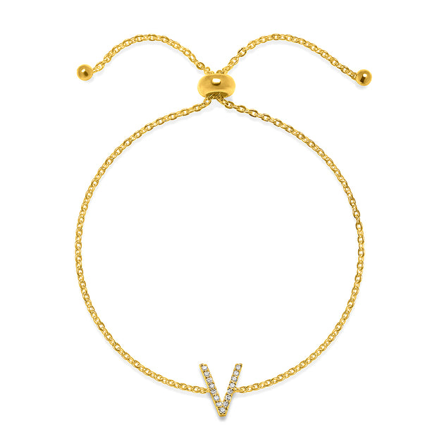 Diamond Initial Bracelet Gold