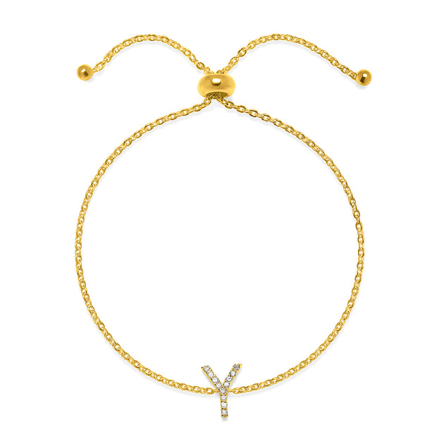 Diamond Initial Bracelet Gold