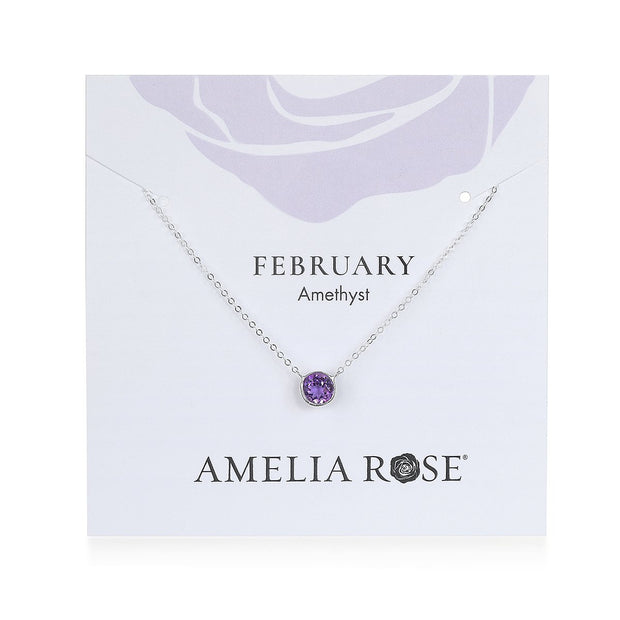 Birthstone Solitaire Necklace-February Amethyst