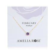 Birthstone Solitaire Necklace-February Amethyst