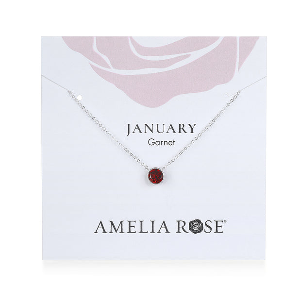 Birthstone Solitaire Necklace-January Garnet