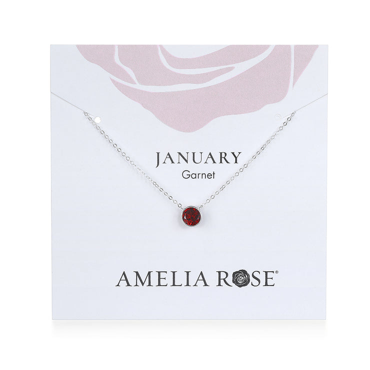 Birthstone Solitaire Necklace-January Garnet