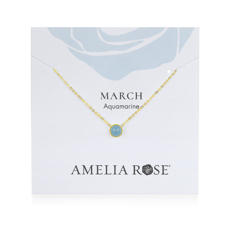 Birthstone Solitaire Necklace-March Aquamarine