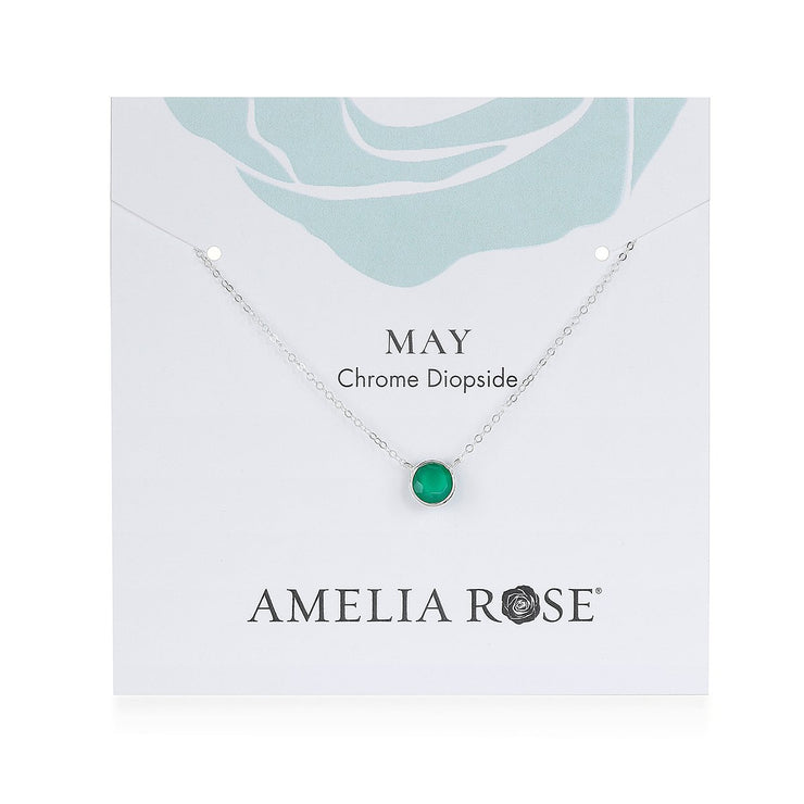 Birthstone Solitaire Necklace-May Chrome Diopside