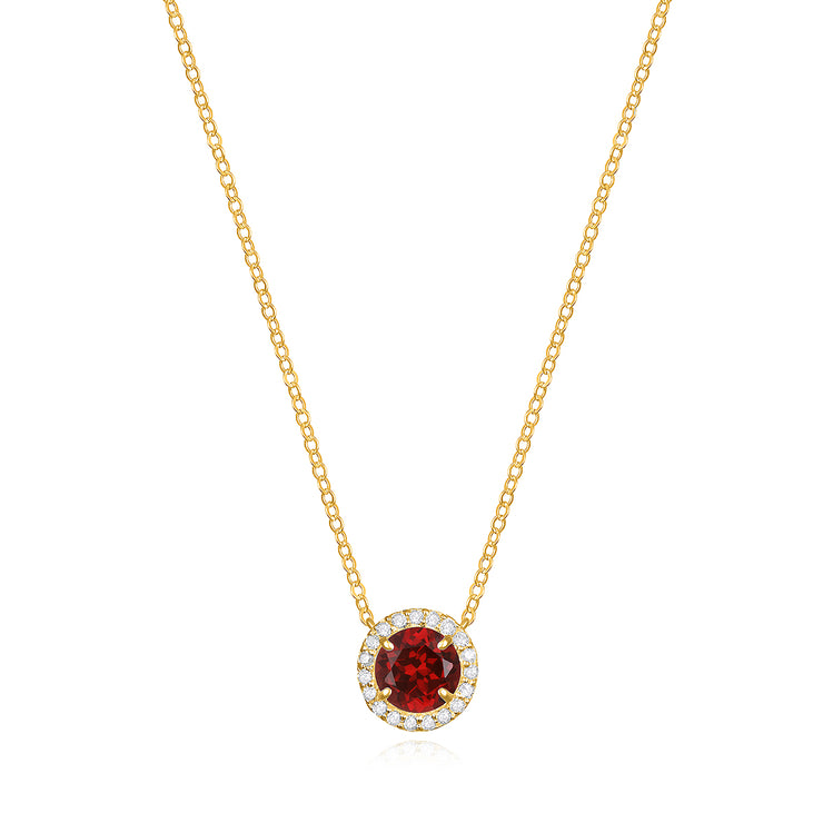 Diamond & Birthstone Necklace- January Garnet