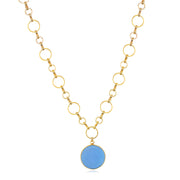 Coin Necklace-Blue Chalcedony