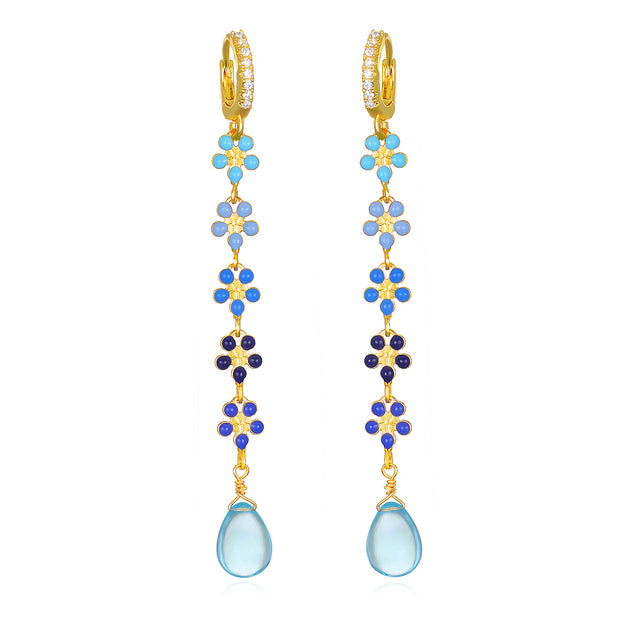 Blue Topaz Daisy Huggies