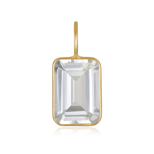 White Topaz Emerald Cut Charm