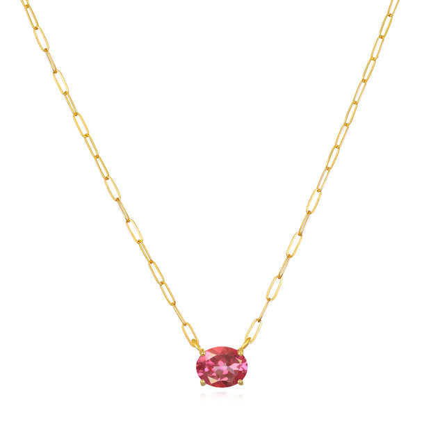 Gem Drop Pink Topaz Necklace