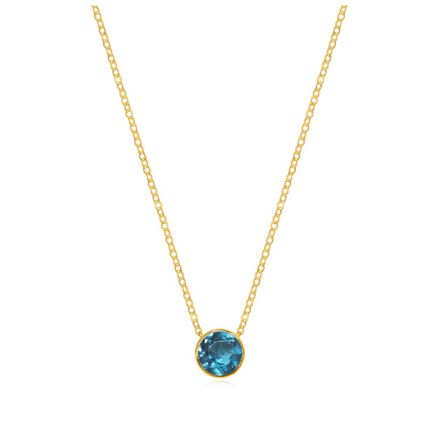 Birthstone Solitaire Necklace-September London Blue Topaz