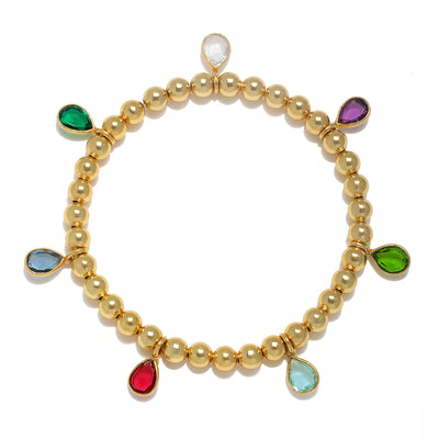 Teardrop rainbow bracelet gold