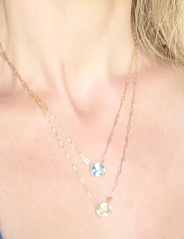 Gem Drop Sky Blue Topaz Necklace