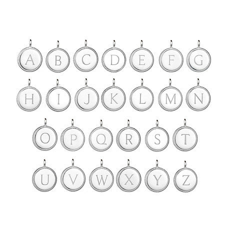 Round Charm Initial Necklace Silver