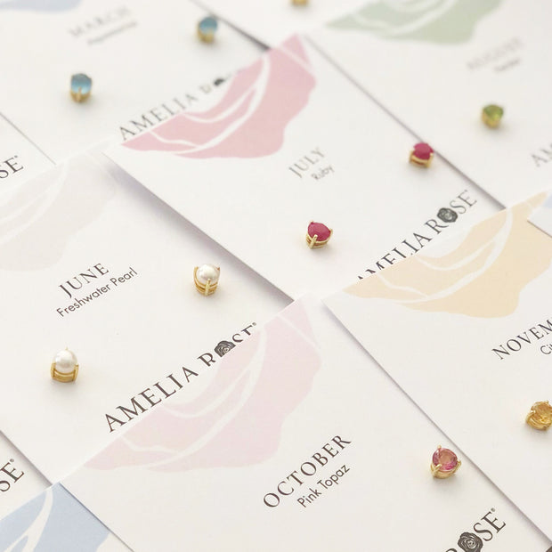 Birthstone Earring-January Garnet