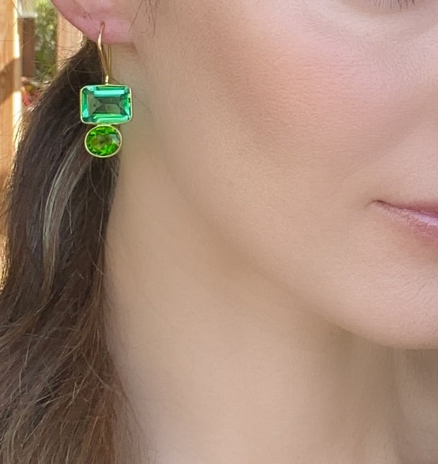 Valencia Earring-Aqua & Lime Gold