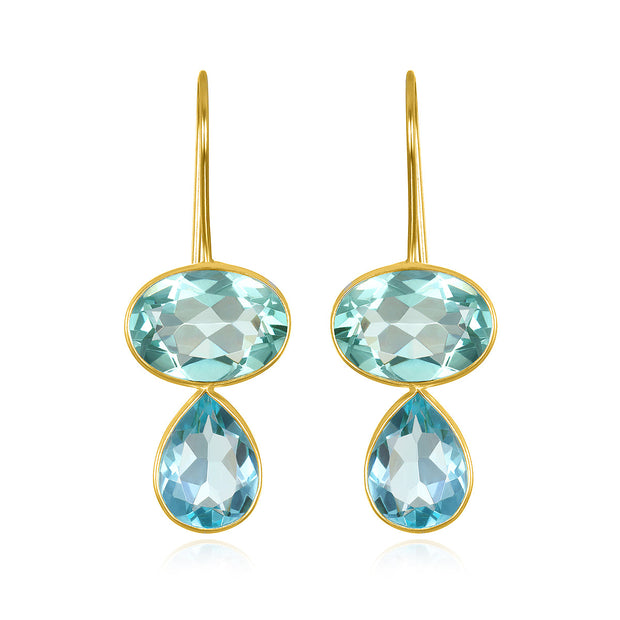 Valencia Teardrop Earring- Aquamarine & Sky Blue Gold