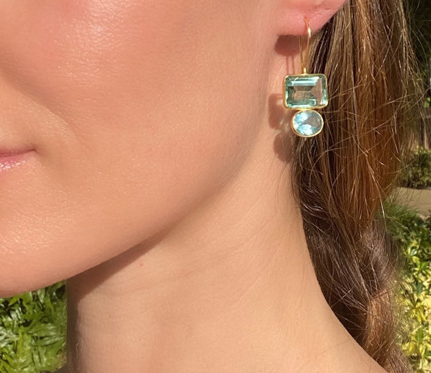 Valencia Earring-Aquamarine & Sky Blue Silver