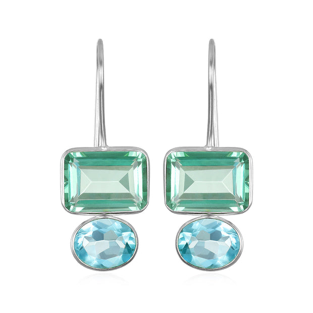 Valencia Earring-Aquamarine & Sky Blue Silver