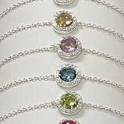 Birthstone & Diamond Bracelet- April White Topaz