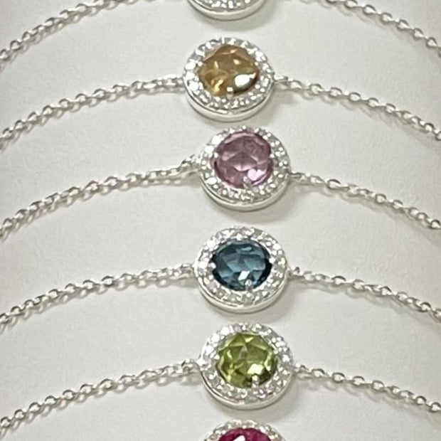 Birthstone & Diamond Bracelet- June Freshwater Pearl