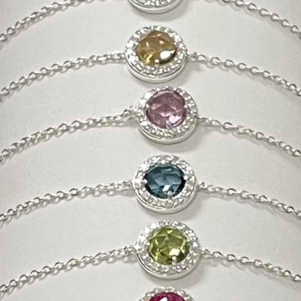 Birthstone & Diamond Bracelet- January Garnet