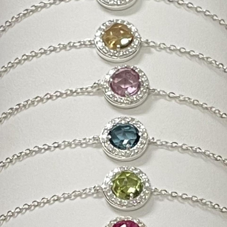 Birthstone & Diamond Bracelet- July Ruby
