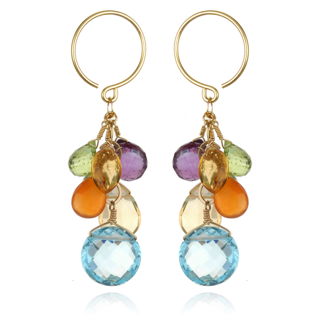 Coin Dangle Earrings Sky Blue Topaz
