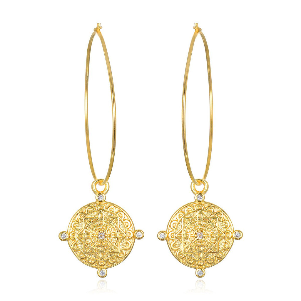 Compass Charm Hoops