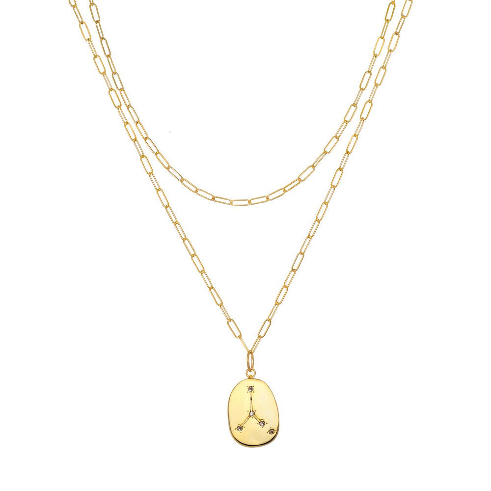 Constellation Layered Necklace Gold All Signs
