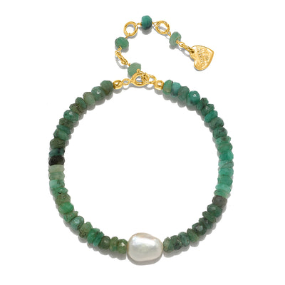 Emerald and Baroque Pearl Bracelet