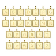 Beaded Square Initial Charm Necklace-Gold
