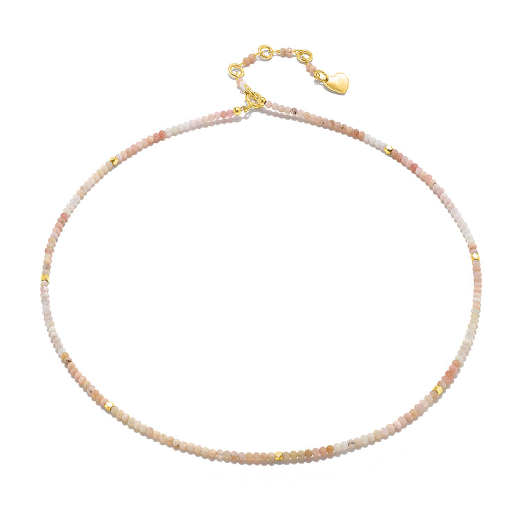 Beaded Layering Necklace-Pink Opal