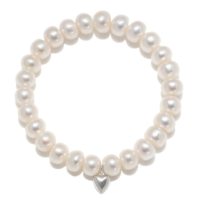 Freshwater Pearl Petite Heart Charm Bracelet