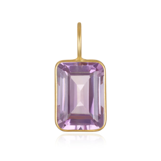 Pink Amethyst Emerald Cut Charm