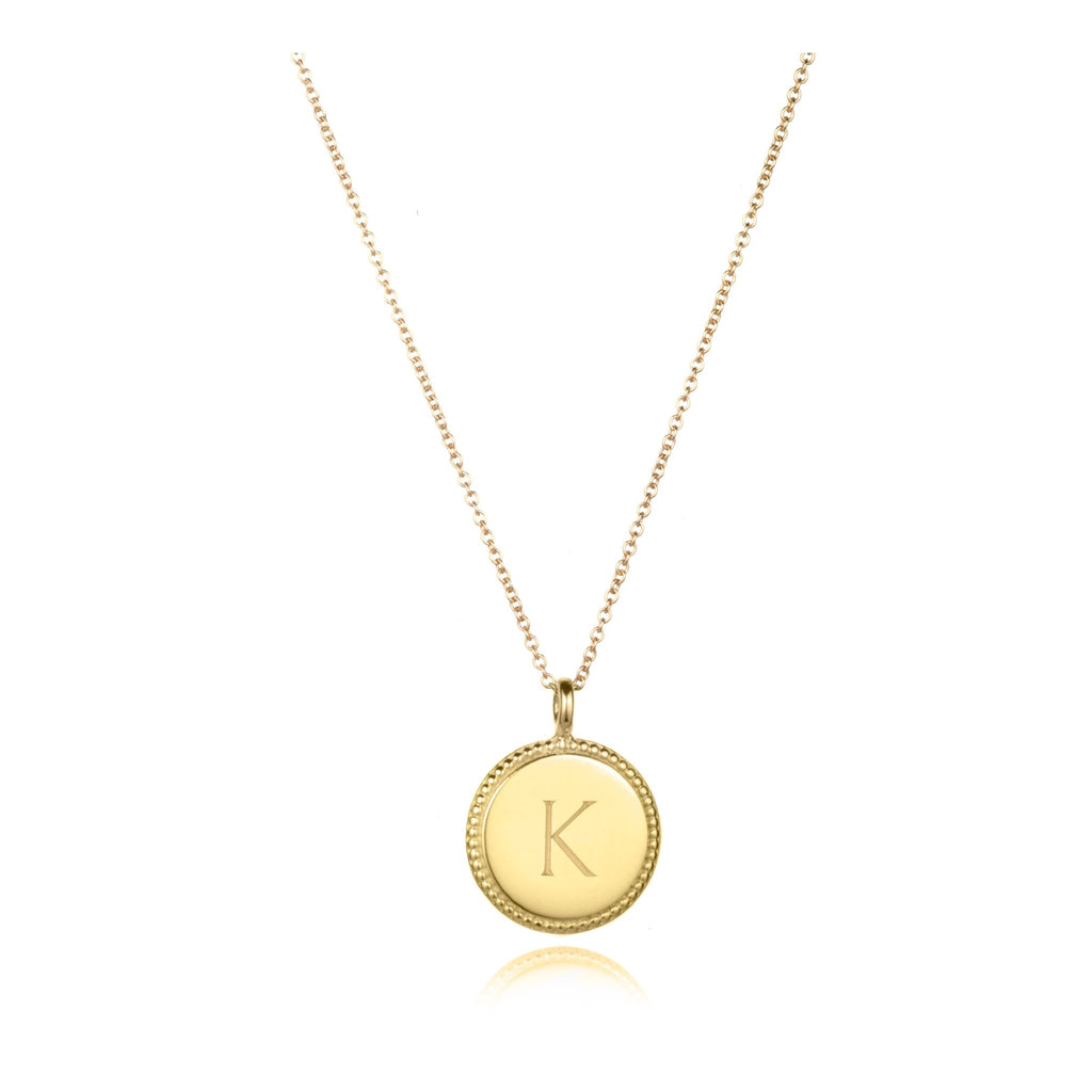 Round Charm Initial Necklace Silver