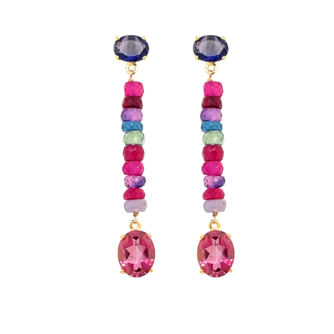 Rainbow Sapphire Post Earrings