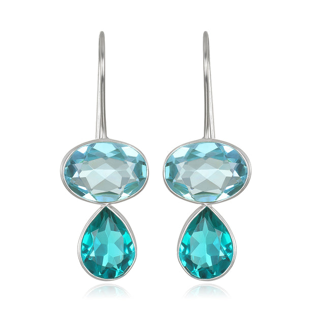 Valencia Teardrop Earring- Sky Blue & Teal Silver