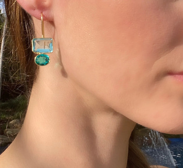 Valencia Earring-Sky Blue & Teal Silver