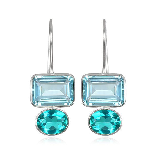 Valencia Earring-Sky Blue & Teal Silver